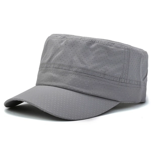 Breathable dark grey mesh cadet cap with flat top for outdoor sun protection