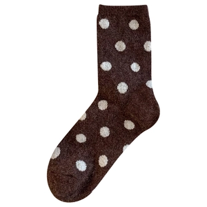 Chaussettes épaisses marron foncé à pois blancs pour l'automne et l'hiver