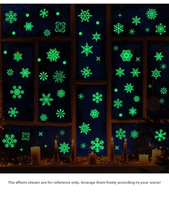 Stickers de fenêtre flocon de neige luminescents pour décoration de Noël intérieure