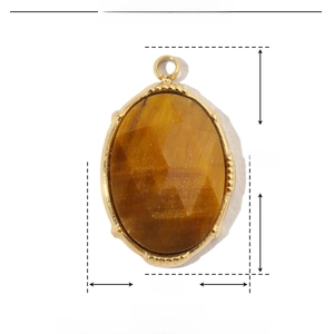 Detail showing natural stone pendant dimensions 18mm by 12mm with gold stainless steel