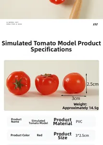 Detailopname van PVC-tomaatmodel met afmetingen 3x2,5 cm en technische specificaties