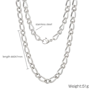 Men's vintage silver stainless steel twisted link chain necklace 660mm length