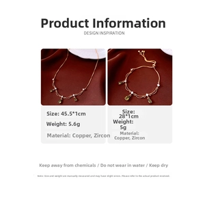 Details des 18k vergoldeten Schmucksets mit grünen Tropfen-Zirkonia Ketten und Armbändern