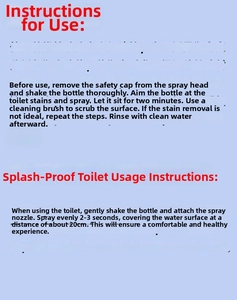 Instructional infographic showing usage steps for toilet anti-splash foam spray