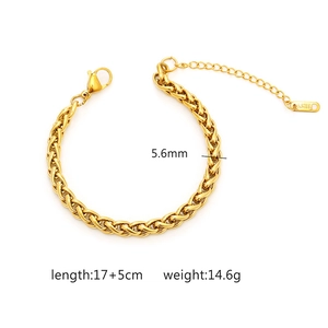 Minimalist golden wheat chain stainless steel bracelet with lobster clasp 17cm