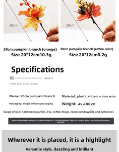 Detailed view of 20cm artificial pumpkin branches in orange and brown for Halloween decor