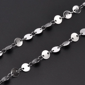 Macro view of 5.5mm silver stainless steel coffee bean link chains with metallic luster