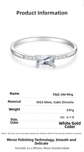 Macro shot of S925 sterling silver ring with rectangular cubic zirconia and S925 hallmark