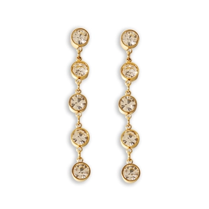 Elegant 18K gold stainless steel dangle earrings with five round sparkling zircons