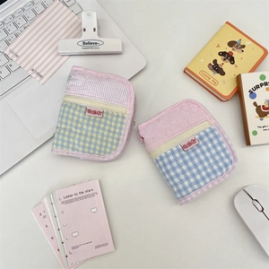 Cute quilted fabric multifunctional binder covers in plaid and striped pastel patterns
