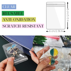 Detailed view of 6x8cm transparent anti-oxidation PVC jewelry pouch for earrings