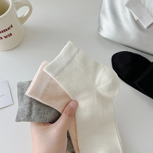 Ballet-style mesh breathable cotton socks in various neutral tones and ribbed texture