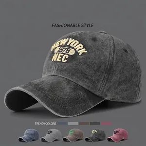 Washed Cotton Baseball Cap For Men Women Embroidered New York 1978 Distressed Vintage Sun Hat Adjustable Casual