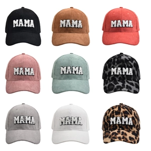 Corduroy baseball caps with MAMA embroidery in 9 assorted colors for autumn and winter