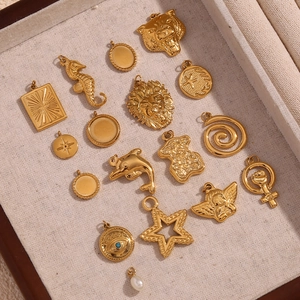 Vintage Stainless Steel Pendants 18K Gold Plated DIY Jewelry Charms Animal And Geometric Shape Accessories For Crafting