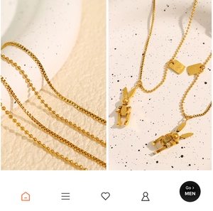 Detailed close-up of golden titanium rabbit pendant and dual-style necklace chains