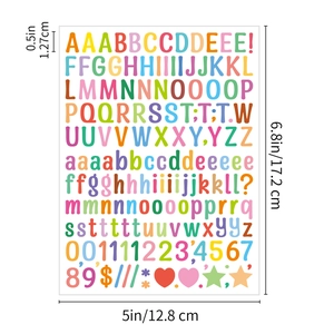 Detailed view of colorful 0.5 inch alphabet and number stickers for scrapbooking decor