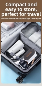 Foldable handheld steamer packed in a suitcase for convenient travel and storage