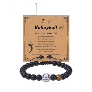 8mm tiger eye stone volleyball beaded bracelet with motivational card and specifications