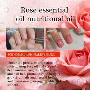 Natural rose nail cuticle oil for moisturizing and strengthening healthy nails