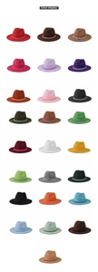 Detailed color display of 25-color fedora hats with chain bands for men and women
