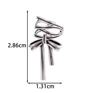 Bow pendant clip-on earrings with tassel design and detailed size measurements