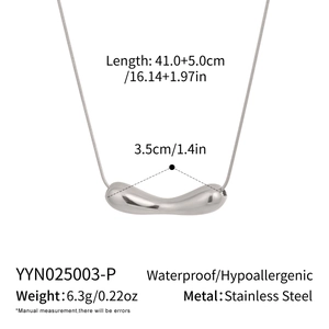 Detailed dimensions of minimalist stainless steel necklace with pendant measurements