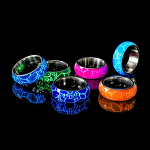Anello in Acciaio Inossidabile Luminoso per Uomo Donna Personalizzato Motivo Coccodrillo Brillante al Buio Anello Colorato
