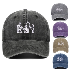 Casquette De Baseball En Coton Lavé Vintage Famille Chien Silhouette Broderie Réglable Chapeau De Soleil Extérieur