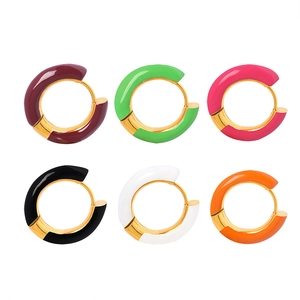 Colorful enamel hoop earrings set with 18k gold plated finish for a trendy summer look