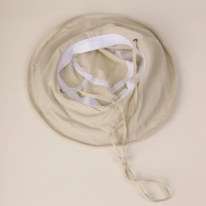 Beige quick-dry sun hat with wide brim, adjustable wind rope and 100% nylon material