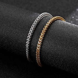 Bracelets chaîne épi en acier inoxydable poli finitions or et argent pour hommes