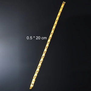Detail view of gold square link bracelet chain with 0.5 by 20 cm size dimensions