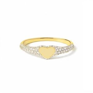 925 Sterling Silver Heart Ring For Women Fashion Micro Pave White Rhinestone Fine Finger Jewelry Korean Style All Match Gift