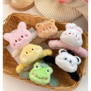 Cartoon Animal Plush Hair Claw Clips Cute Panda Bear Rabbit Shape Faux Fur Hairpins Sweet Headwear For Women Girls