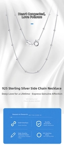 Detail of S925 sterling silver beaded chain necklace with Italy hallmark on lobster clasp