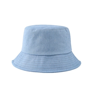Chapeau bob en denim bleu clair classique avec délavage rétro et surpiqûres