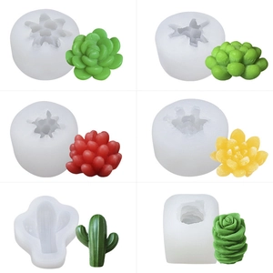 Set di 6 stampi in silicone per candele profumate e gesso a forma di piante succulente