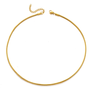 Minimalist gold stainless steel snake chain necklace with adjustable lobster clasp