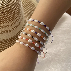 Bohemian Handmade Woven Bracelet With Imitation Artificial Pearl Glass Seed Beads And Alloy Spacers Adjustable Jewelry For Women