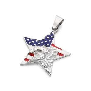 Hip hop titanium steel triangular eagle pendant with American flag star pattern