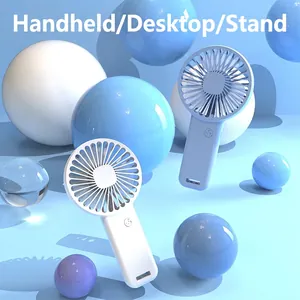 Portable Handheld Mini Fan USB Rechargeable Quiet Cooling Desktop Small Ventilator With Phone Holder Base Plastic
