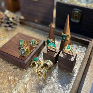 Vintage Offener Ring Edelstahl Vergoldet Malachit Afrikanischer Kieferstein Zirkon Geometrisch Verstellbar Boho Schmuck Damen
