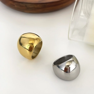 Anelli a cupola minimalisti in oro 18 carati e argento in acciaio inossidabile