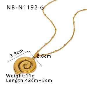 Detailed size specifications for the 18K gold-plated spiral pendant necklace
