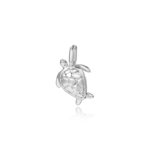 Polished silver turtle pendant with detailed shell texture for DIY jewelry making