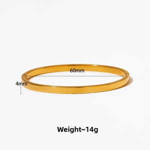 Detail of gold-plated stainless steel bangle with 60mm inner diameter and 4mm width