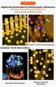 Outdoor solar star string lights with warm yellow and colorful LED flower bubble bulbs