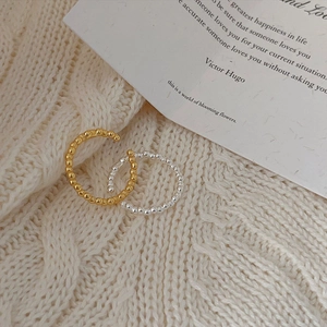 Minimalist 925 sterling silver beaded rings in gold and silver finish with open design
