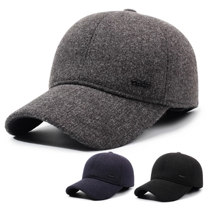 Men Winter Warm Baseball Cap Woolen Fabric Outdoor Ear Protection Hat Adjustable Casual Fashion Trucker Cap Daily Headwear